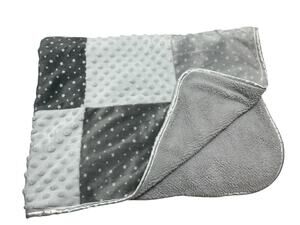 JUST BORN Gray White Stars Patchwork Minky Dot Sherpa Baby Blanket